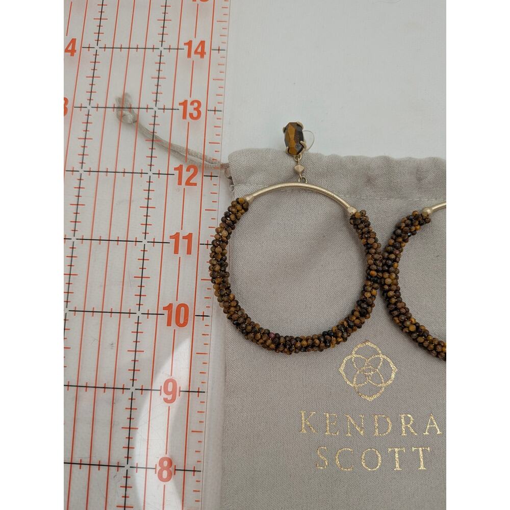 KENDRA SCOTT RUSSELL TIGER EYE GOLD HOOP PIERCED EARRINGS!!! - Picture 2 of 3